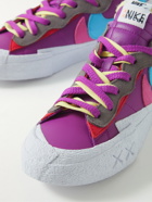 Nike - Sacai KAWS Blazer Low Suede-Trimmed Leather Sneakers - Purple