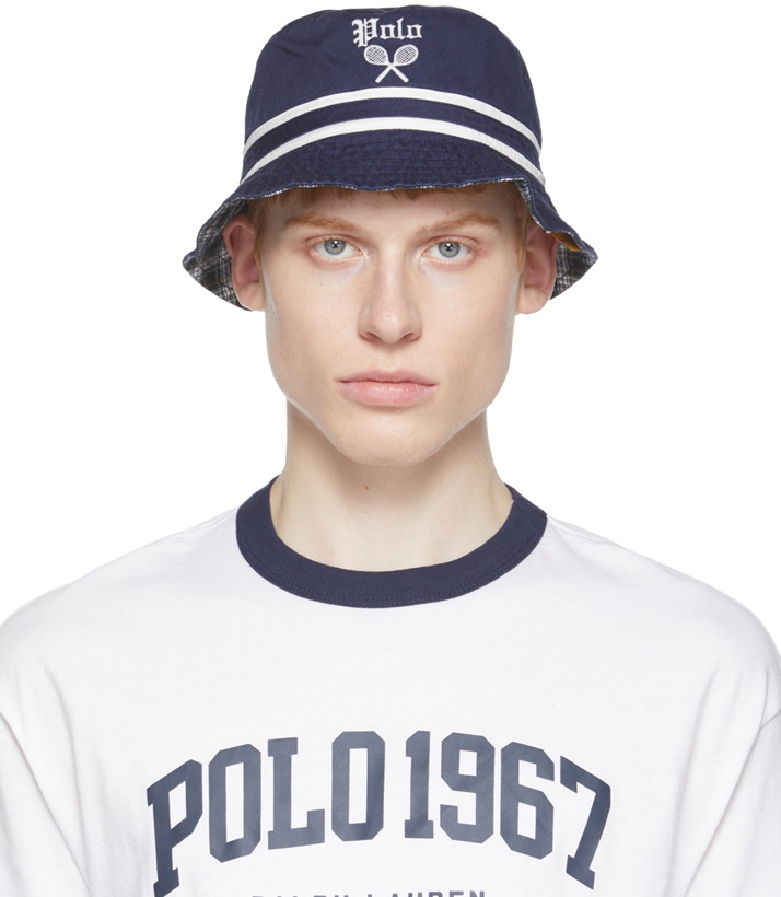 Photo: Polo Ralph Lauren Reversible Navy Cotton Plaid Bucket Hat