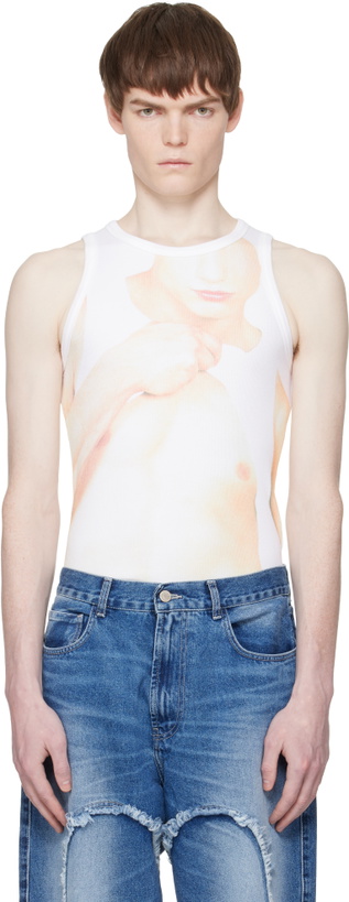 Photo: Carne Bollente White 'Tank Top, Power Bottom' Tank Top