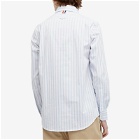 Thom Browne Men's Round Collar Stripe Oxford Shirt in Light Blue