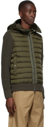 Moncler Green Down Hooded Cardigan