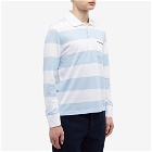 Thom Browne Men's Striped Pocket Rugby Shirt in Light Blue/White