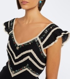 Rixo Diaz embroidered lace-trimmed minidress