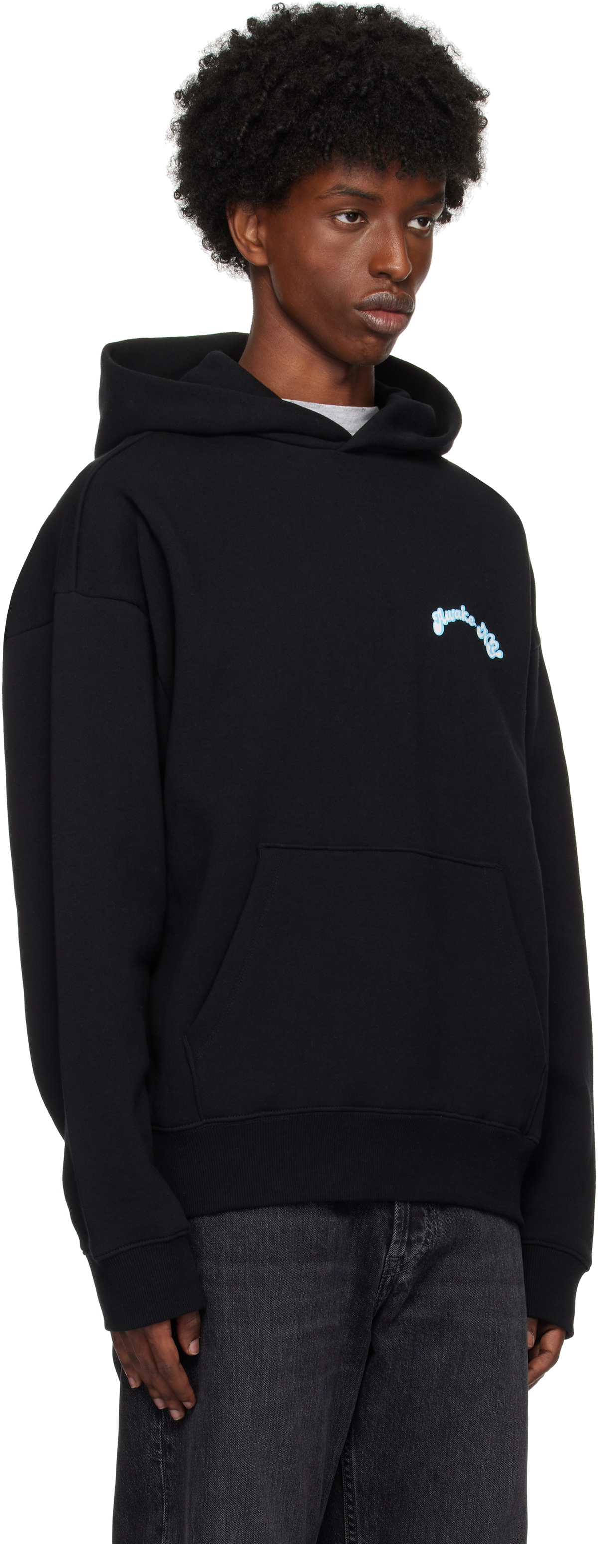 Awake NY Black Twill Embroidered Logo Hoodie Awake NY
