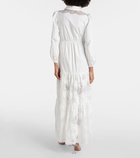 Self-Portrait Lace-trimmed cotton maxi dress