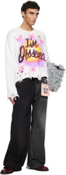 doublet White Airbrush Recycled Cotton Sweater