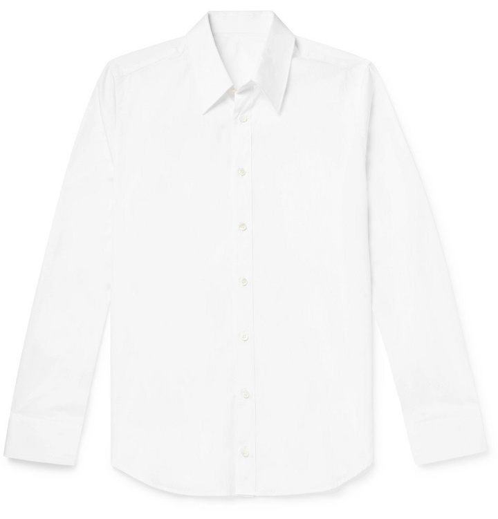 Photo: Helmut Lang - Slim-Fit Printed Cotton-Poplin Shirt - White