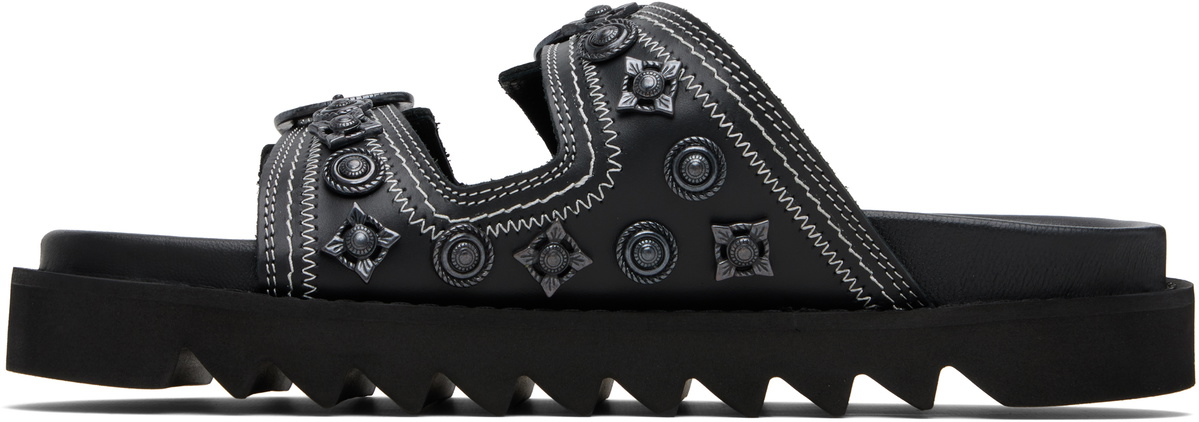 Toga Virilis Black Leather Sandals