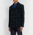 Mr P. - Double-Breasted Checked Wool-Blend Peacoat - Blue