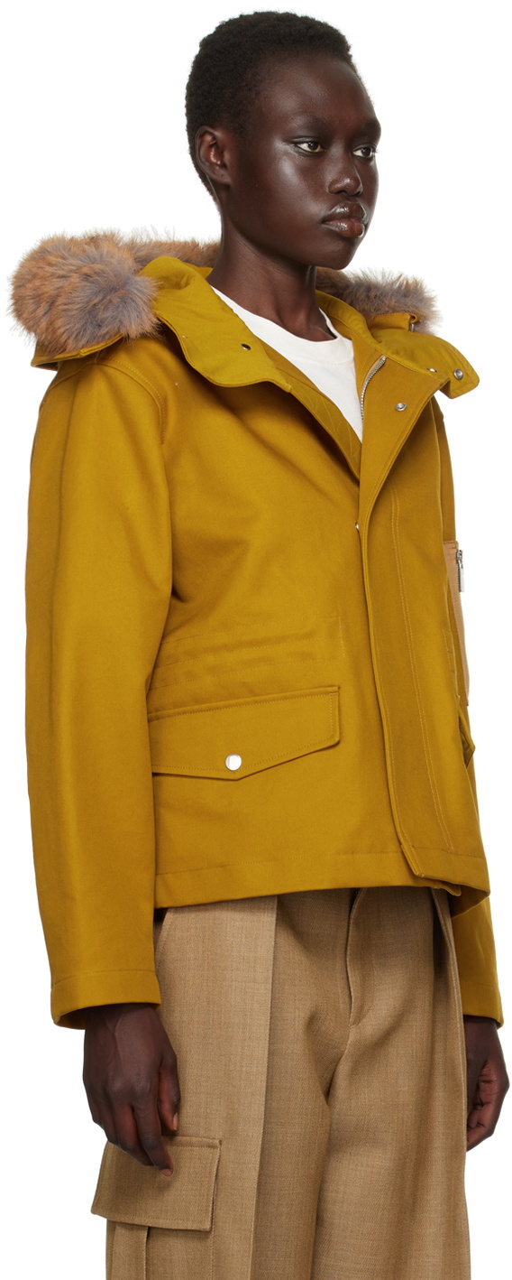 Burberry Orange Short Faux-Fur Trim Jacket Burberry