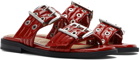 GANNI Red Feminine Buckle Two-Strap Sandals