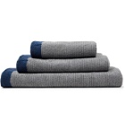 Cleverly Laundry - Set of Three Striped Cotton-Terry Bath Towels - Blue