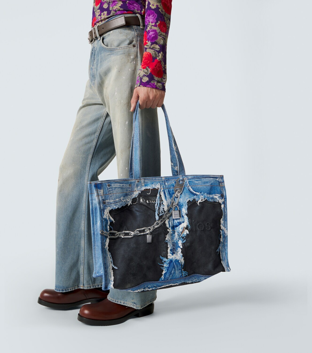 Acne Studios Trompe-l’œil printed canvas tote bag