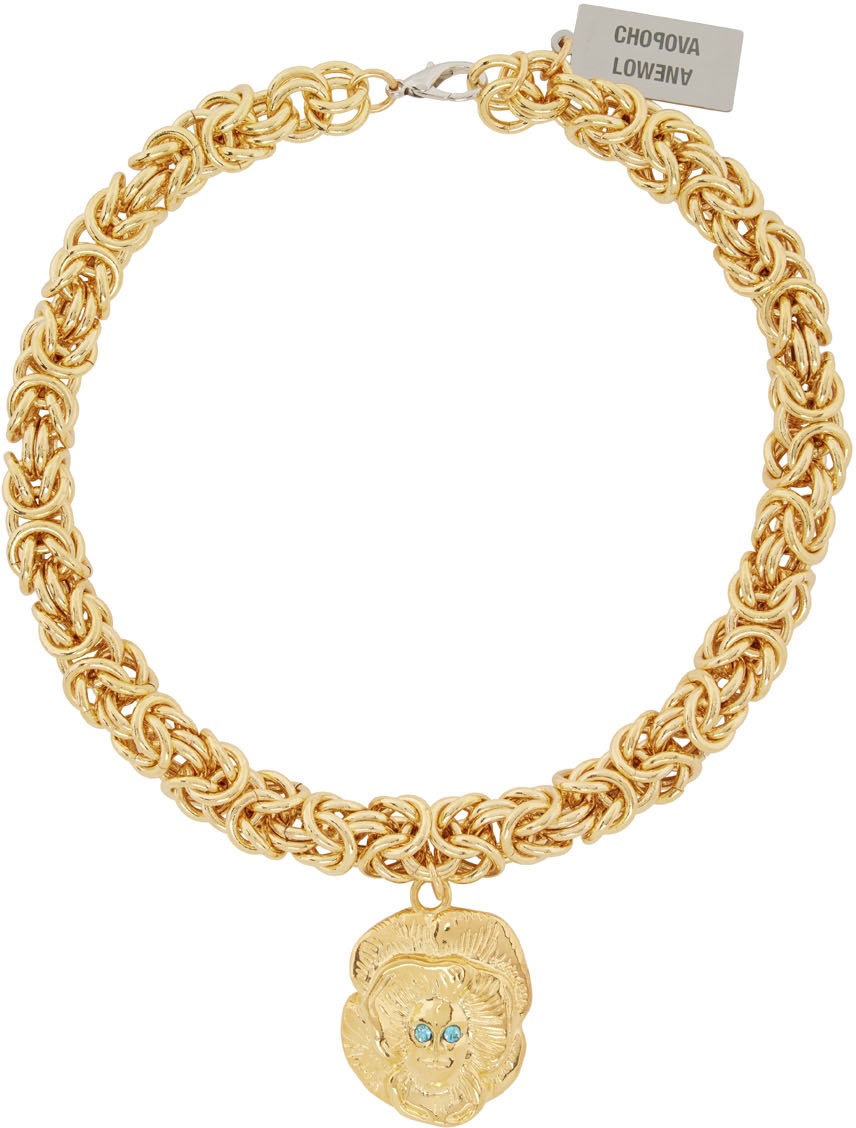 Chopova Lowena Gold Pansy Girl Necklace