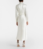 Alessandra Rich Bow-detail ruffled silk satin midi dress