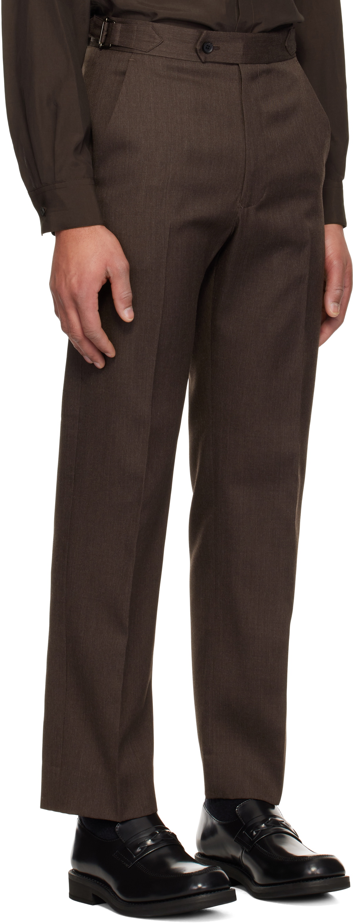 YOKE Brown Wool Gabardine Trousers