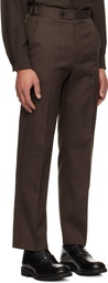 YOKE Brown Wool Gabardine Trousers