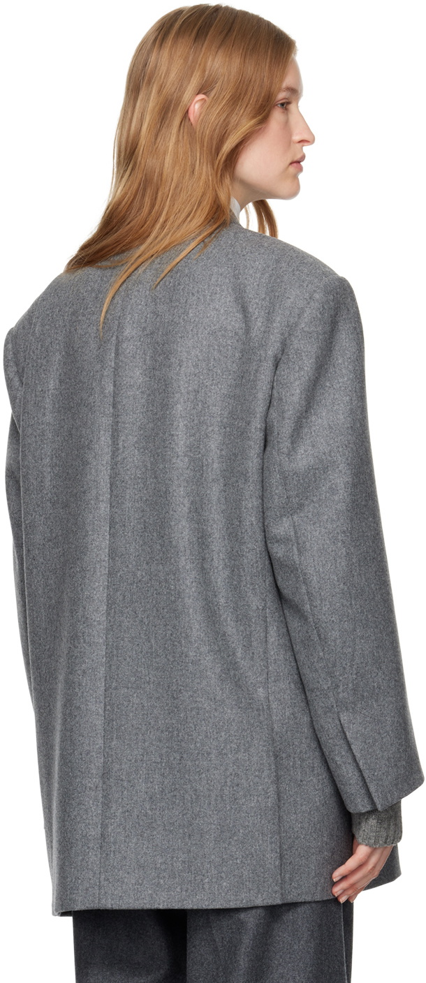 Carven Gray Double-Breasted Blazer