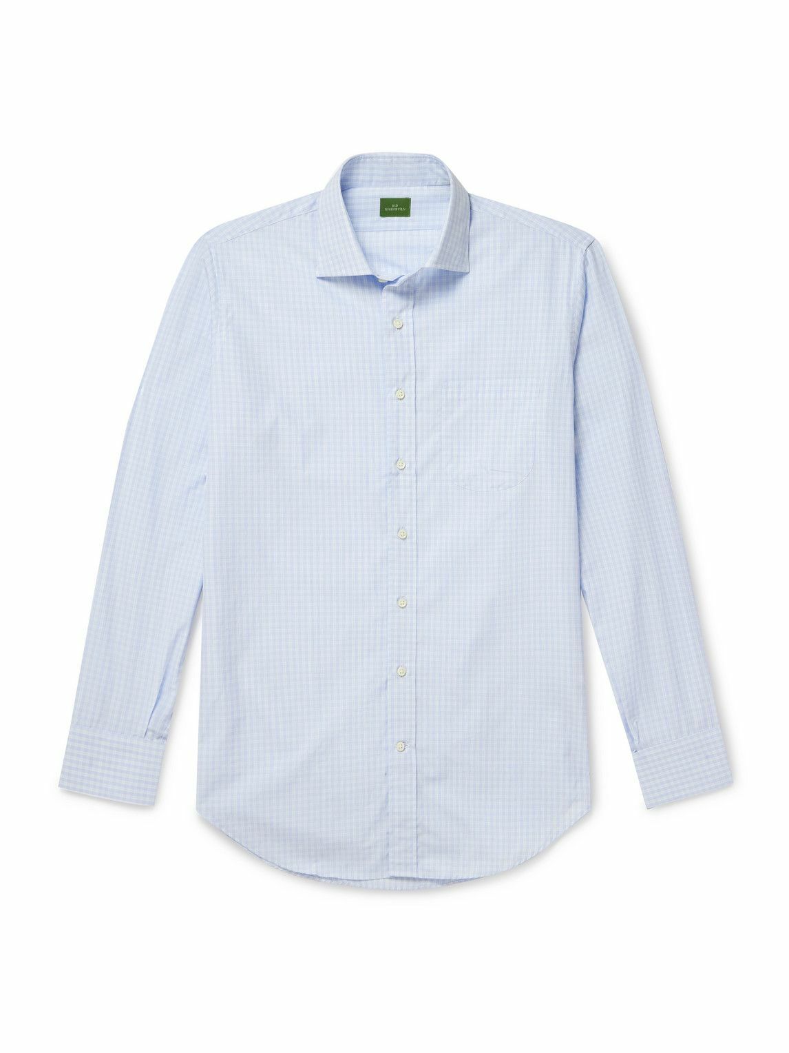 Sid Mashburn - Spread-Collar Checked Cotton-Poplin Shirt - Blue