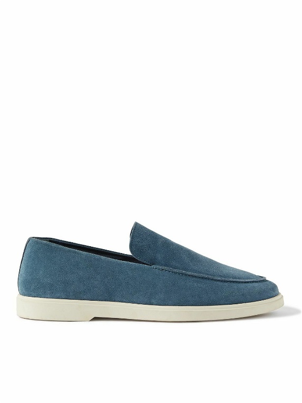 Photo: Frescobol Carioca - Miguel Leather-Trimmed Suede Loafers - Blue