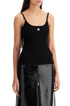 COURREGES rib knit tank top Black
