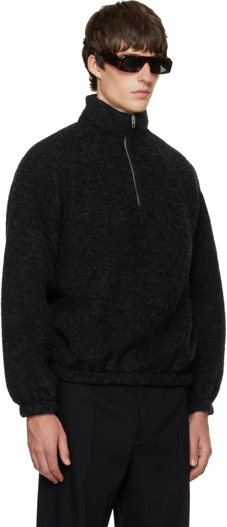 Jil Sander Black Quarter-Zip Sweater