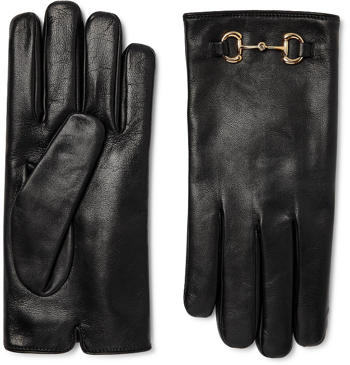Photo: GUCCI - Horsebit Cashmere-Lined Leather Gloves - Black