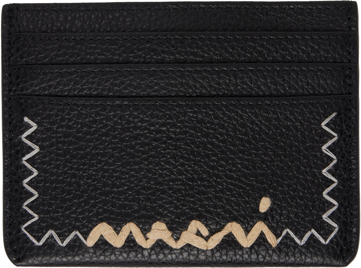 Marni Black Stitched Card Holder