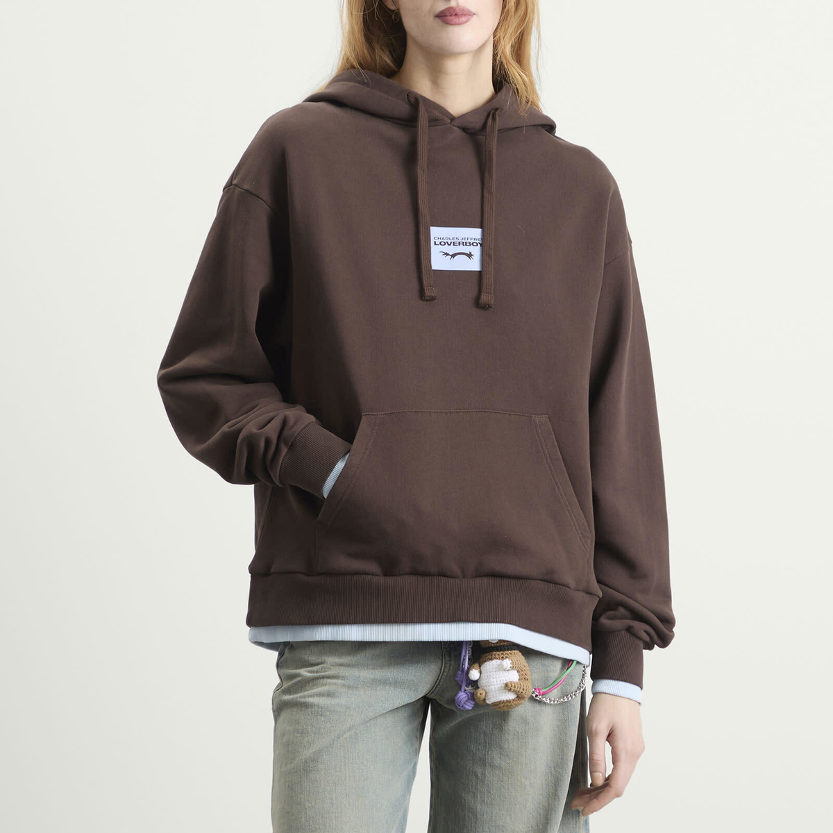 Charles Jeffrey Loverboy Women's Rabbit Ears Hoodie in Brown/Light Blue