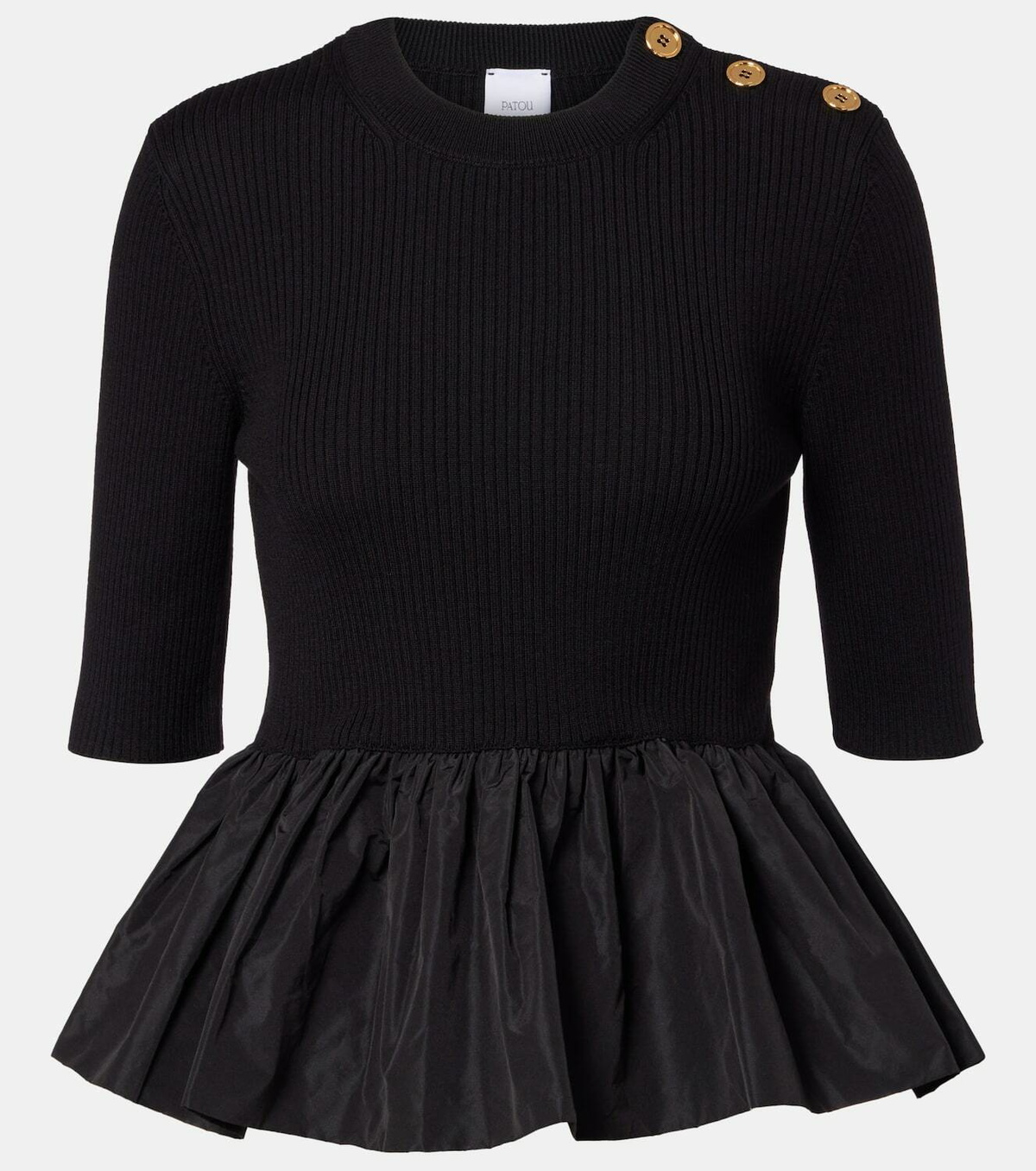 Patou Ribbed-knit peplum wool top