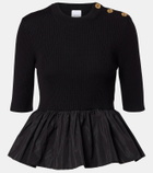 Patou Ribbed-knit peplum wool top