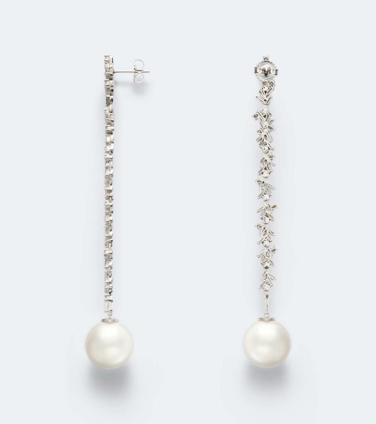 Suzanne Kalan 18kt white gold drop earrings with diamonds and pearls