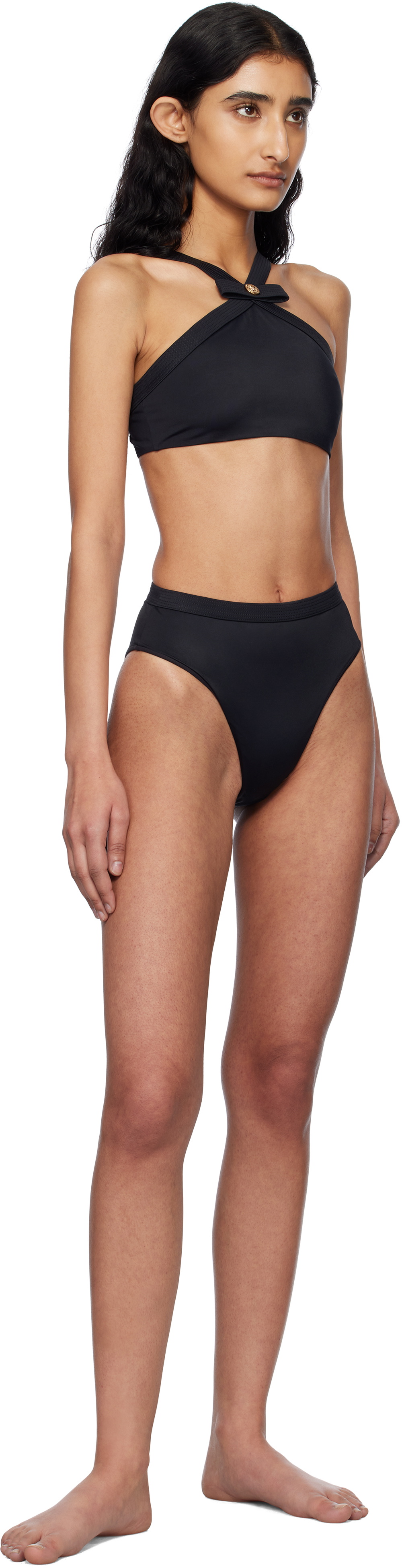 Versace Underwear Black Nylon Jersey Bikini Bottom