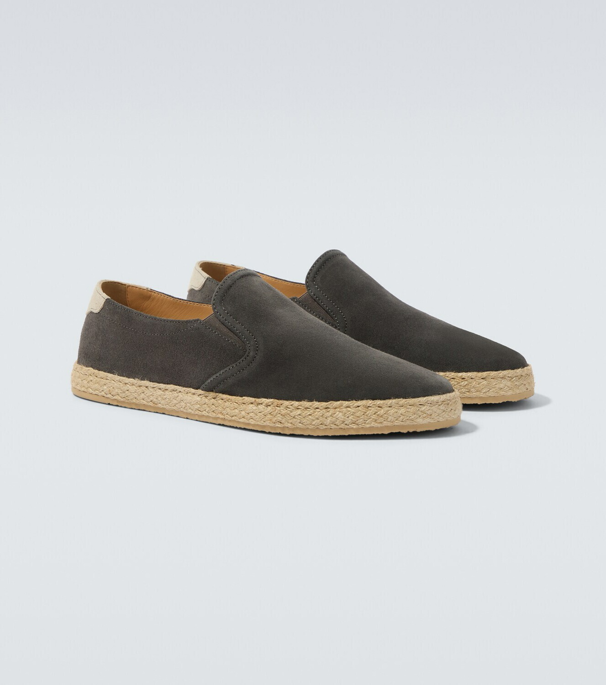 Brunello Cucinelli Jute-trimmed suede slip-on shoes
