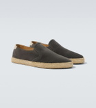 Brunello Cucinelli Jute-trimmed suede slip-on shoes
