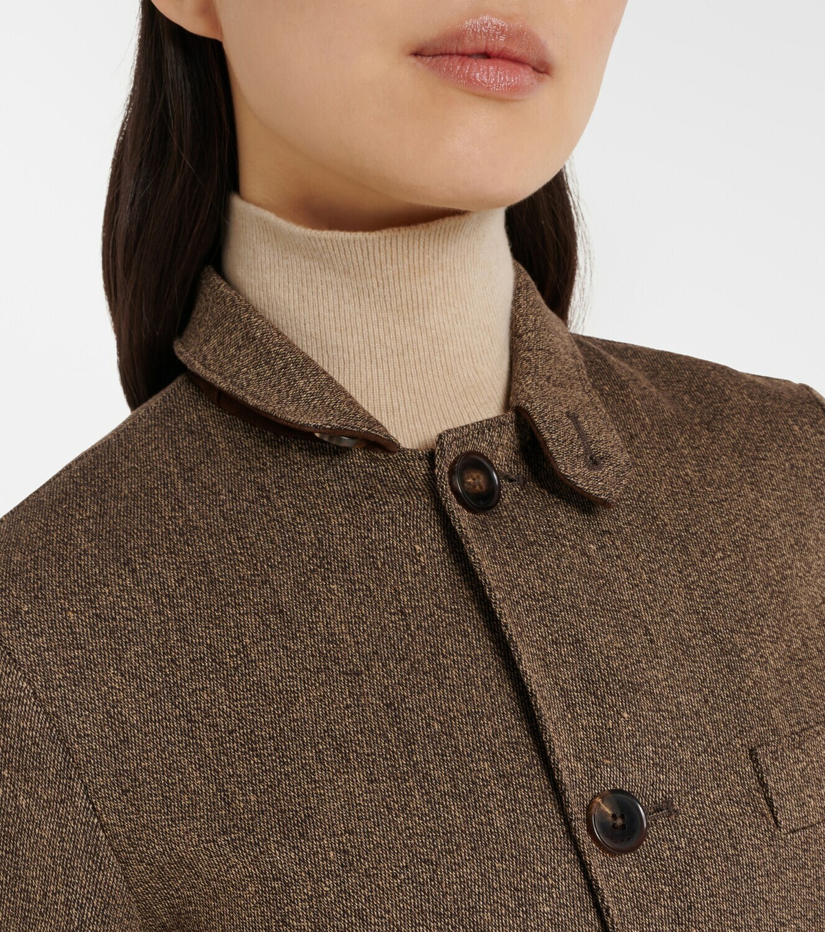 Loro Piana Suede-trimmed linen jacket