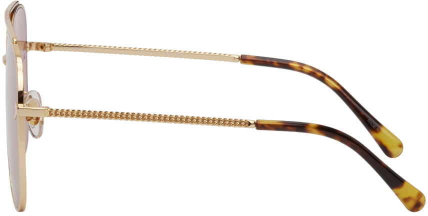 Stella McCartney Falabella Yellow Rectangular Sunglasses with Gold Rope Detail Stella Mccartney Falabella Rectangular Sunglasses - Gold  main image 2