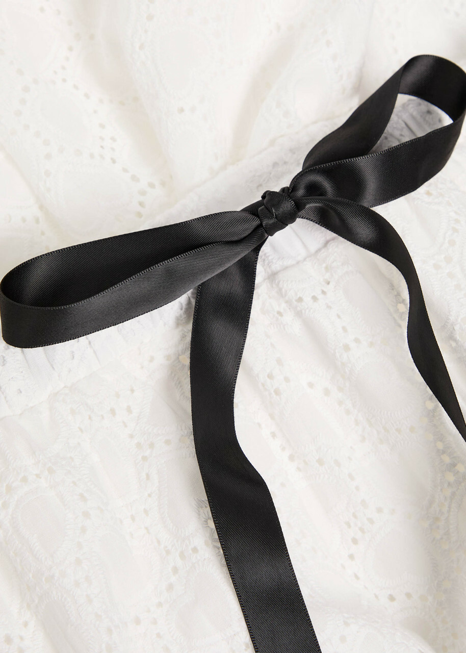 Sister Jane Blanca Broderie Anglaise Cotton Trousers White And Black