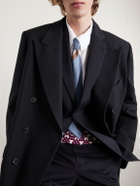 Dries Van Noten - Double-Breasted Herringbone Cotton and Wool-Blend Coat - Black
