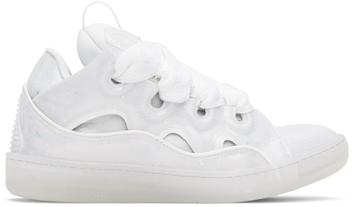 Photo: Lanvin White Leather Curb Glitter Effect Sneakers