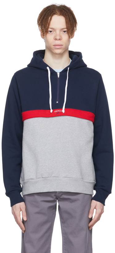 Photo: Noah Navy Cotton Colorblocked Hoodie