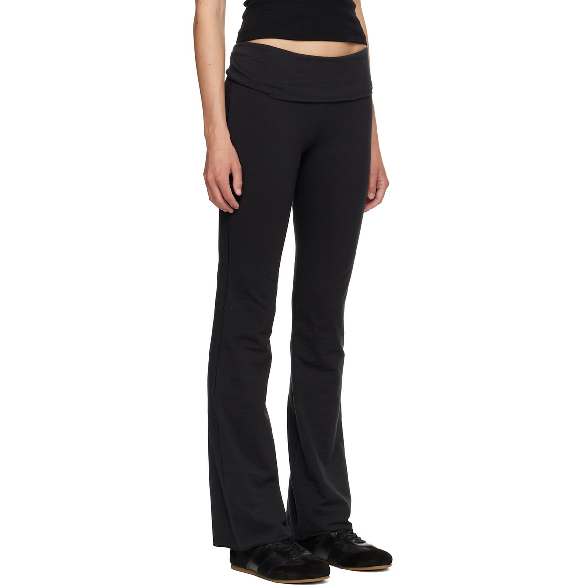 SKIMS Black Cotton Jersey Foldover Lounge Pants