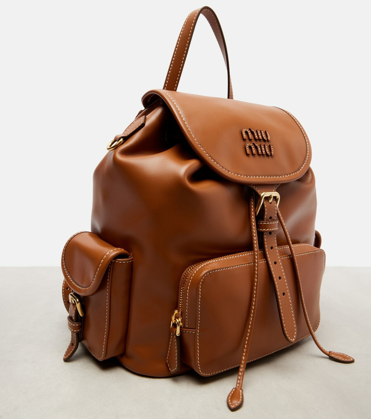 Miu Miu Logo leather backpack