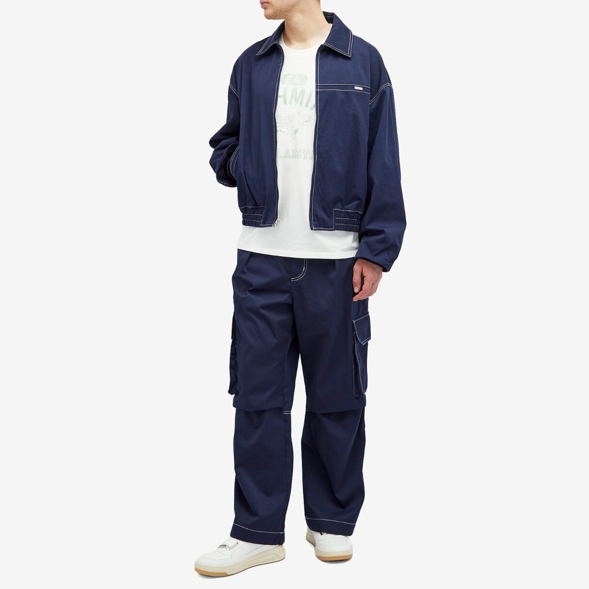 Nahmias Men's Tech Twill Bomber Jacket in Navy