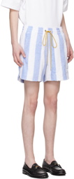 Rhude White & Blue Striped Shorts