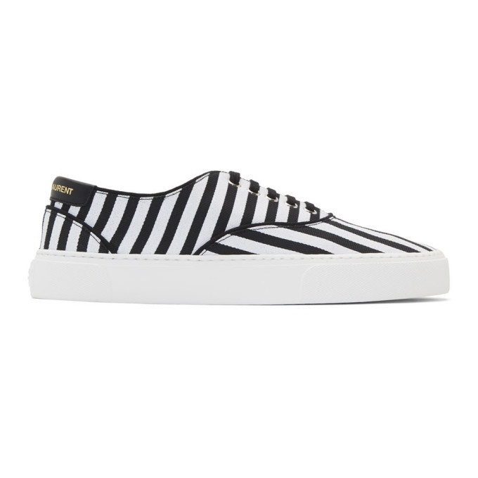 Photo: Saint Laurent Black and White Striped Venice Sneakers