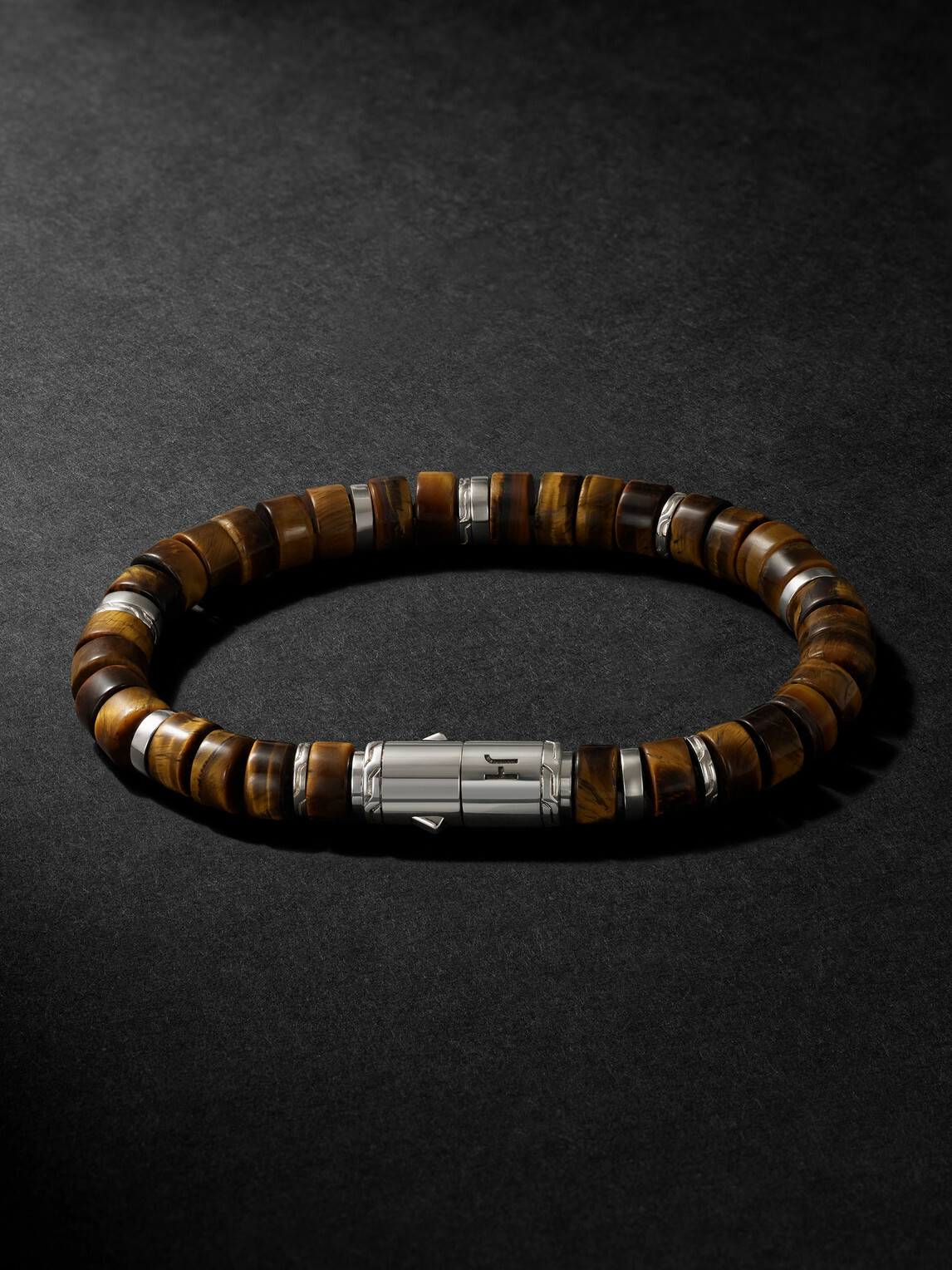 John Hardy - Heishi Sterling Silver Tiger Eye Beaded Bracelet - Brown