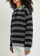 Nili Lotan Galvez Striped Cashmere Polo Jumper Grey