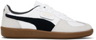 PUMA White & Gray Palermo Leather Sneakers