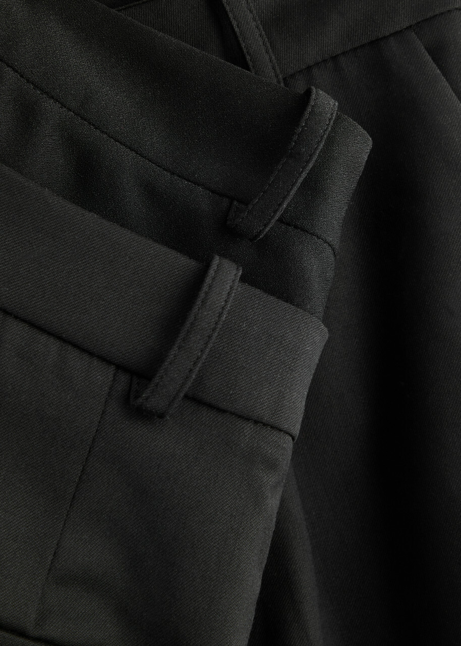 16 Arlington Ivlia Layered-effect Wide-leg Twill Trousers Black